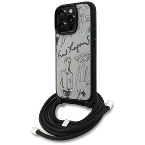 Husa de protectie Karl Lagerfeld Saffiano MagSafe Crossbody (KLHCP16LPGGRMPCG) compatibil cu iPhone 16 Pro, Gri