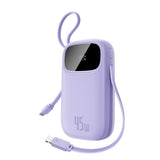 Baterie externa Baseus EnerFill FC31 Qpow 3 (E0028C02), USB-C/Lightning Cables, 10000mAh, 45W, Digital Display, Nebula Purple