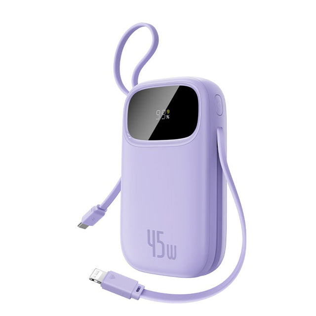 Baterie externa Baseus EnerFill FC31 Qpow 3 (E0028C02), USB-C/Lightning Cables, 10000mAh, 45W, Digital Display, Nebula Purple
