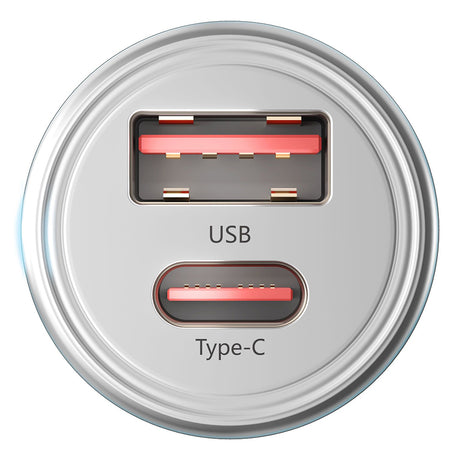 Incarcator 3mk Car Hyper, USB-A, Type-C, 30W, Durable Aluminium, Argintiu