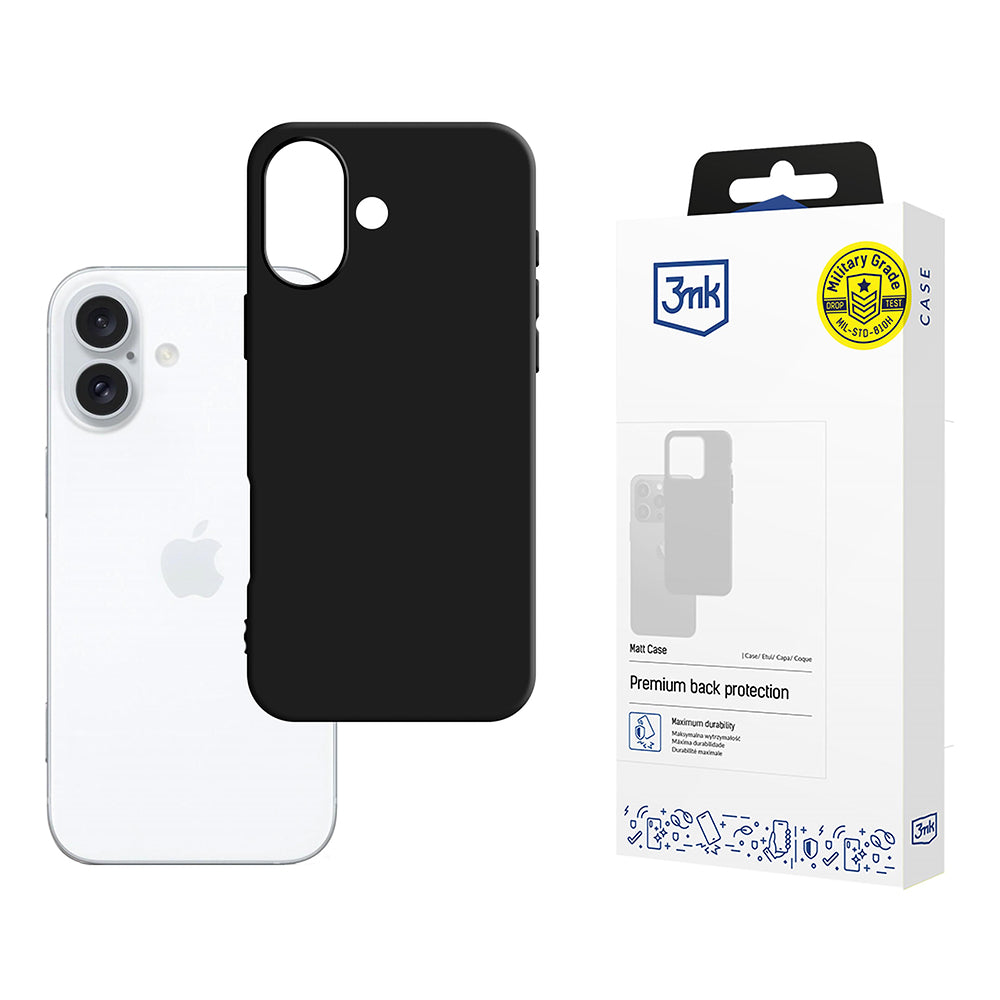 Husa de protectie 3mk Matt compatibil cu iPhone 16, Negru