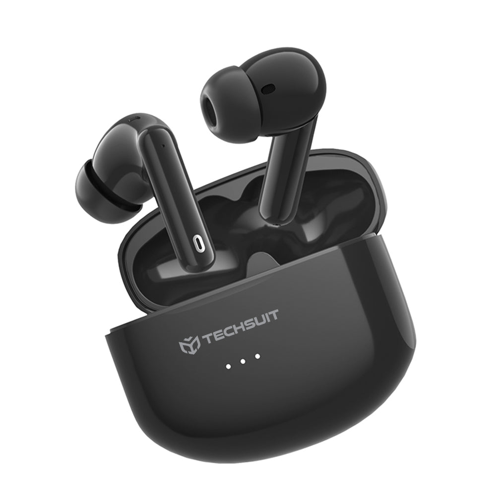Casti Wireless, In-ear, 300mAh, USB-C, Tehnologie ANC, Control Tactil - Techsuit Audira Pro (CW1) - Black