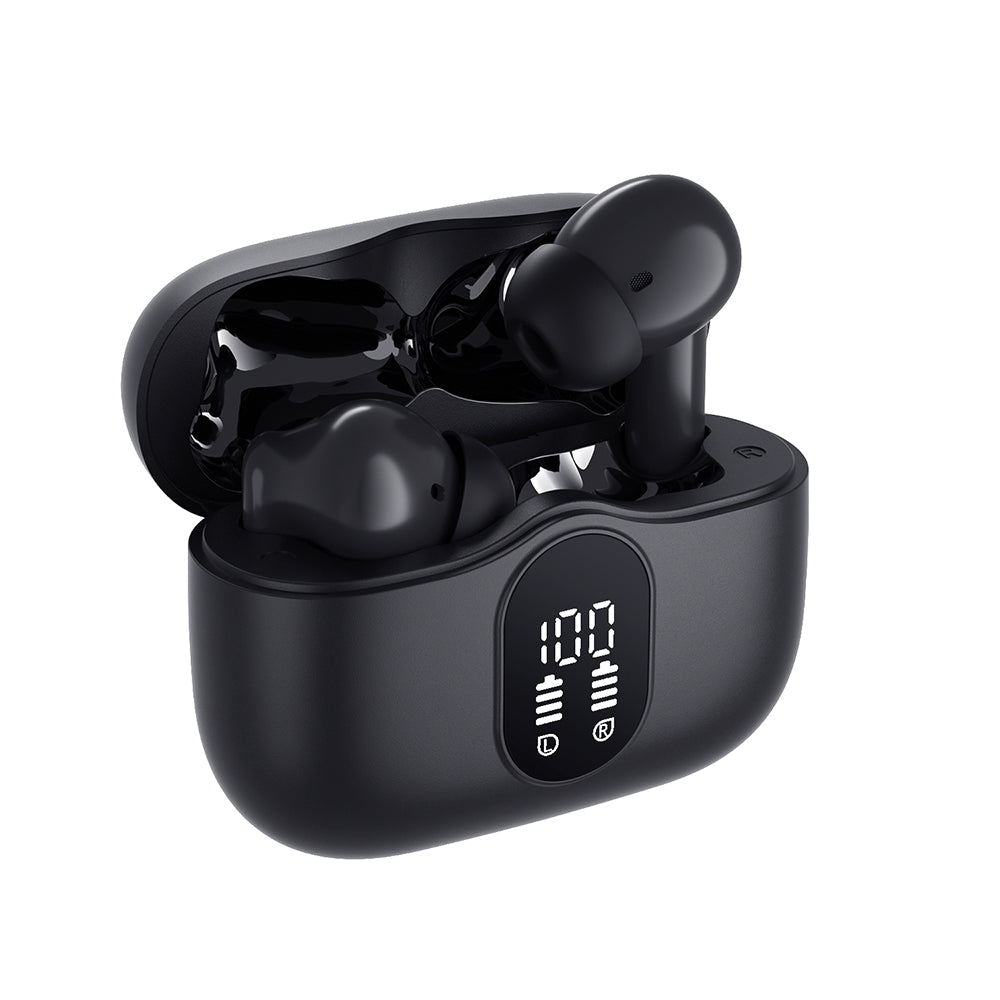 Casti Wireless Techsuit WaveBeat 100 (CW3), Bluetooth 5.4, ANC, Negru