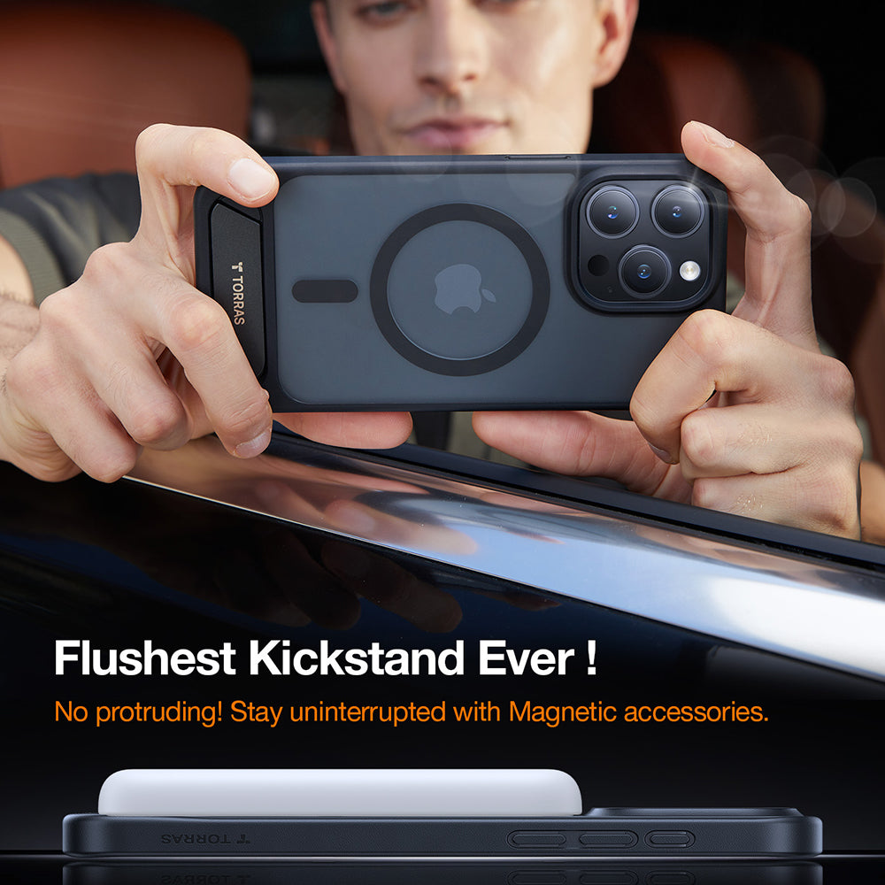 Husa de protectie Torras Pstand compatibil cu iPhone 17, Negru