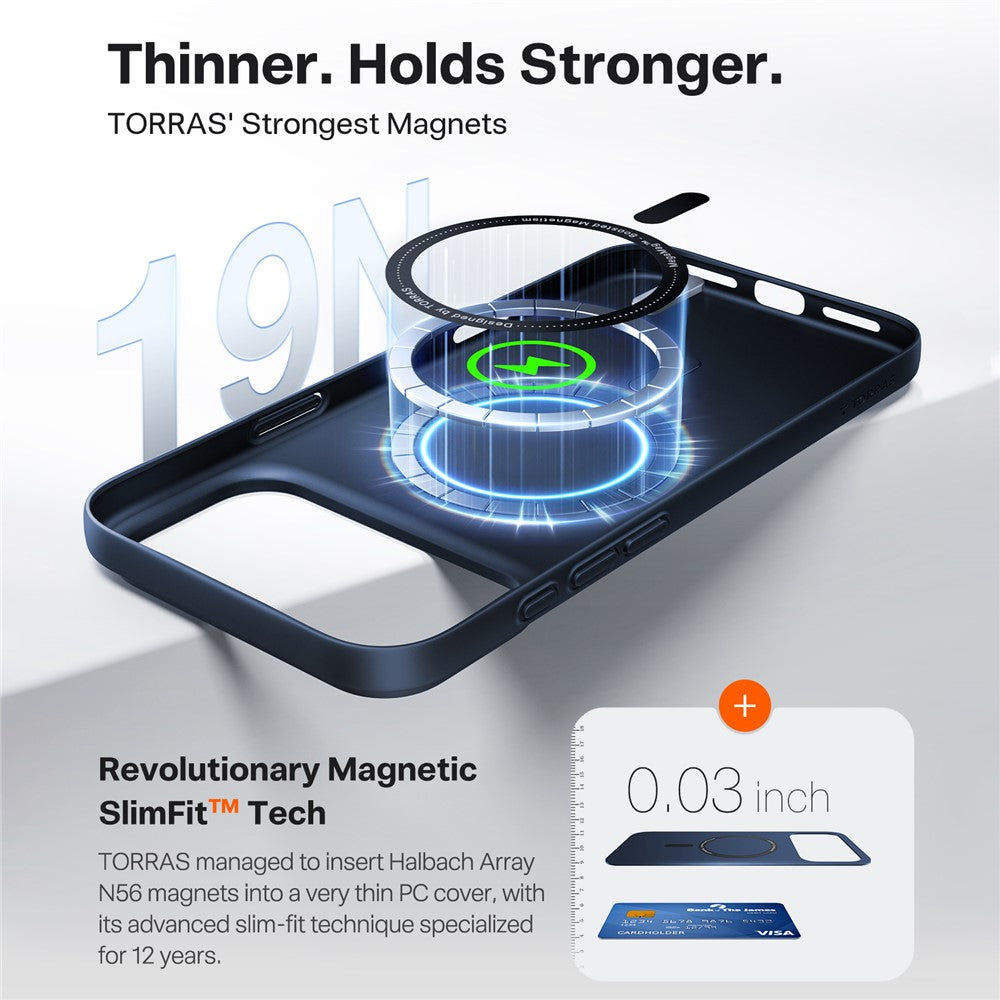 Husa de protectie Torras SlimFit MagSafe Series compatibil cu iPhone 17, Transparent