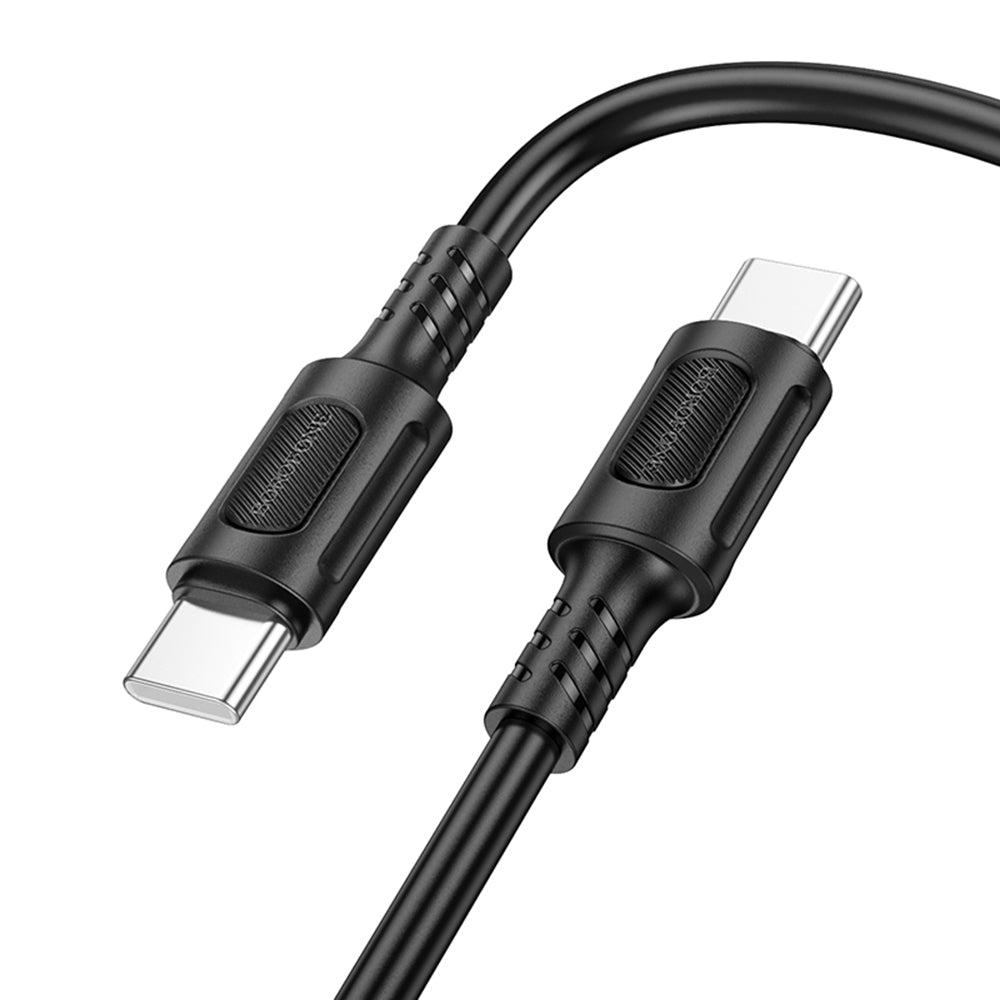 Cablu Borofone Feliz Series (BX111), Type-C to Type-C, PVC, Universal, 60W, 3A, 1m, Negru