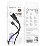 Cablu Borofone Feliz Series (BX111), USB to Type-C, PVC, Universal, 60W, 3A, 1m, Negru