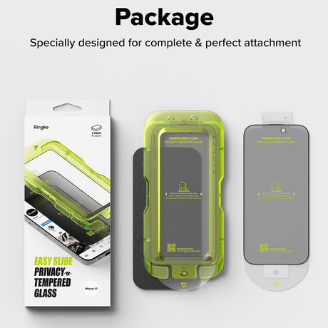 Folie de protectie Ringke Easy Slide Privacy Tempered Glass (set de 2) compatibil cu iPhone 17 Pro, Negru