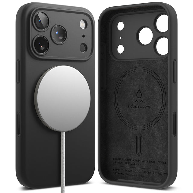 Husa de protectie Ringke Silicone Magnetic MagSafe compatibil cu iPhone 17 Pro Max, Negru