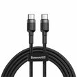 Cablu Baseus (set de 3) Cafule (E0418501), Fast Charging, USB-C to USB-C, 60W, 2m, Negru / Grey