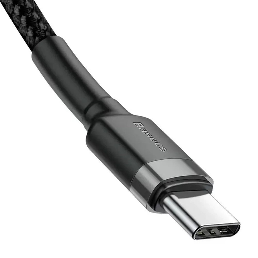 Cablu Baseus (set de 3) Cafule (E0418501), Fast Charging, USB-C to USB-C, 60W, 2m, Negru / Grey
