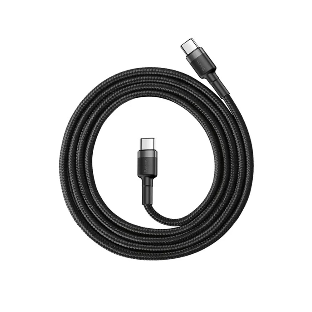 Cablu Baseus (set de 3) Cafule (E0418501), Fast Charging, USB-C to USB-C, 60W, 2m, Negru / Grey