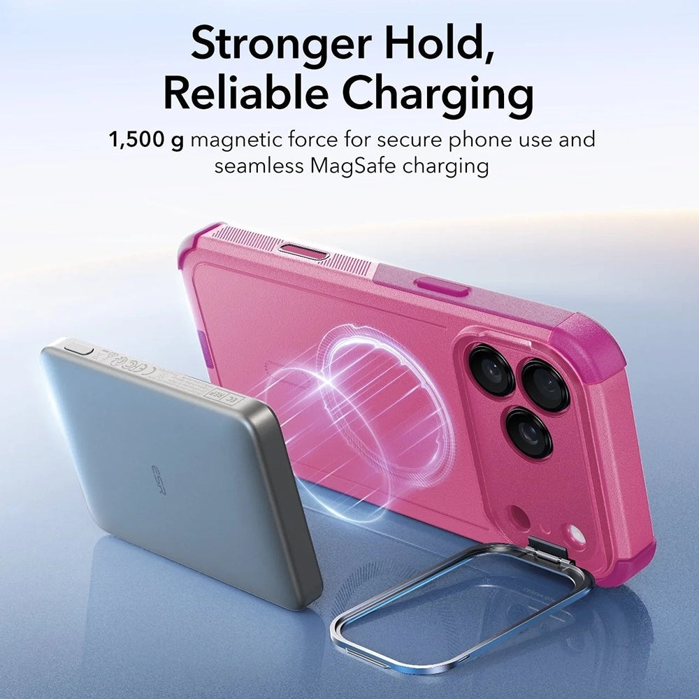 Husa de protectie ESR Cyber Armor Kickstand compatibil cu iPhone 17 Pro, Rosy Pink