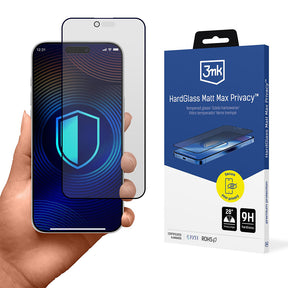 Folie de protectie 3mk HardGlass Matt Max Tempered compatibil cu iPhone 17 Air, Privacy