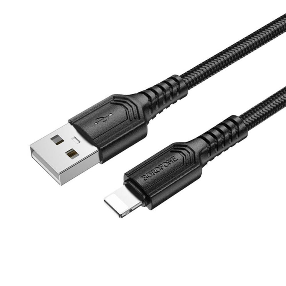 Cablu Borofone Certain Series (BX116), USB to Lightning, Nylon Braided, 2.4A, 1m, Negru