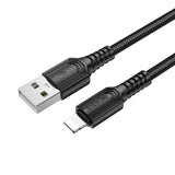 Cablu Borofone Certain Series (BX116), USB to Lightning, Nylon Braided, 2.4A, 1m, Negru