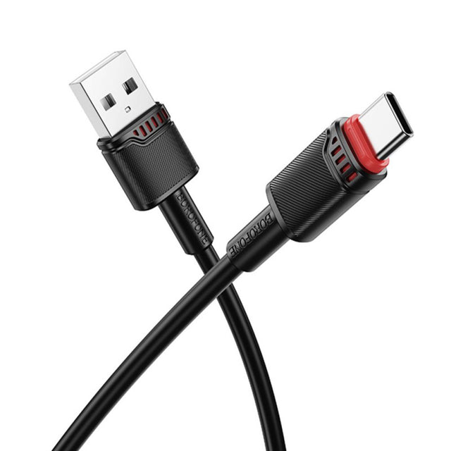 Cablu Borofone Beneficio Series (BX110), Premium Line, USB to Type-C, High-quality, Fast Charging, 3A, 1m, Negru
