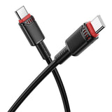 Cablu Borofone Beneficio Series (BX110), Premium Line, Type-C to Type-C, High-quality, Fast Charging, 60W, 1m, Negru