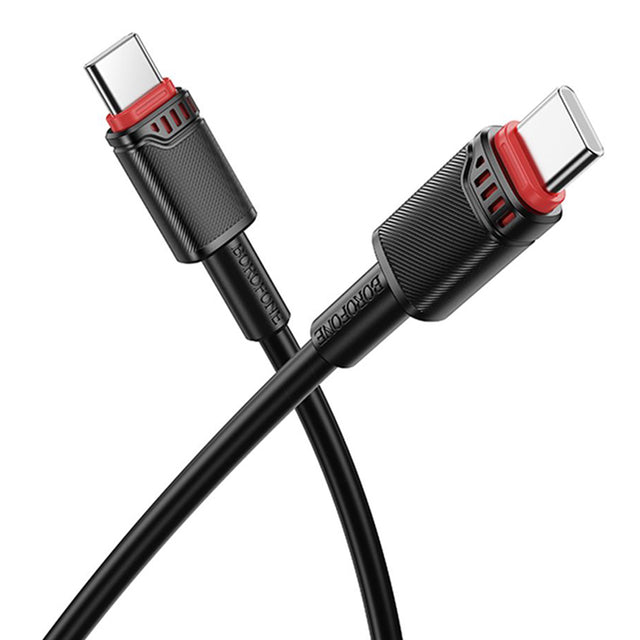 Cablu Borofone Beneficio Series (BX110), Premium Line, Type-C to Type-C, High-quality, Fast Charging, 60W, 1m, Negru