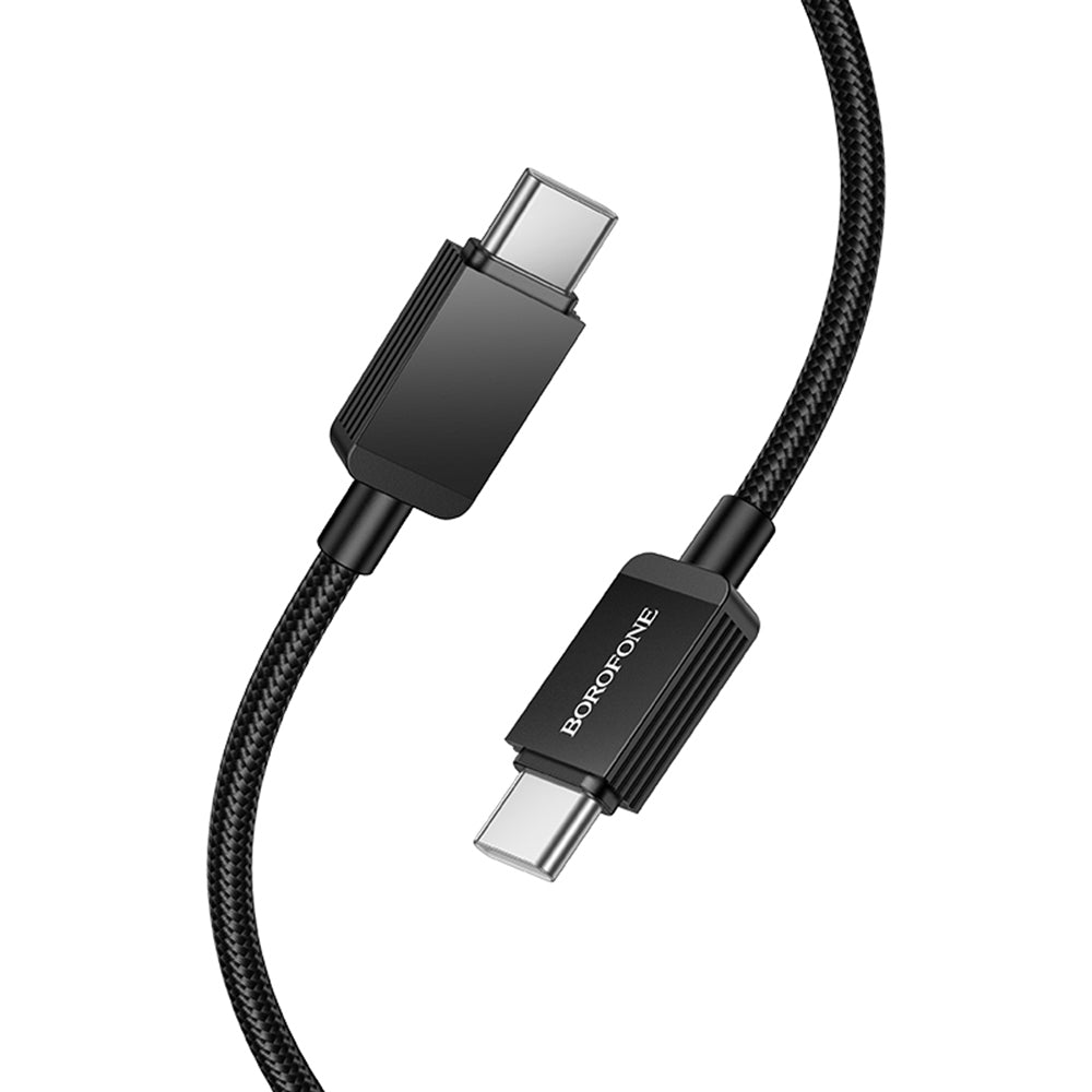 Cablu Borofone Placer Series (BX120), Type-C, Aluminum Alloy Shell, Nylon Braided, Fast Charge, PD 60W, 1m, Negru