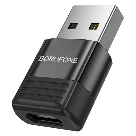 Adaptor Borofone Adapter (BV18), USB2.0 Male to Type-C Female, Data Transmission, OTG Function, Fast Charge up to 3A, Negru