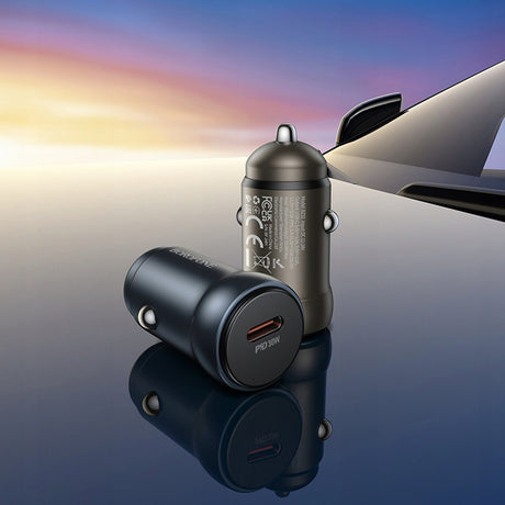 Incarcator Borofone Car Fresh (BZ32), Type-C, Fast Charge, Single Port, 30W (PD/QC/FCP/AFC), for 12-24V, Metal Gray