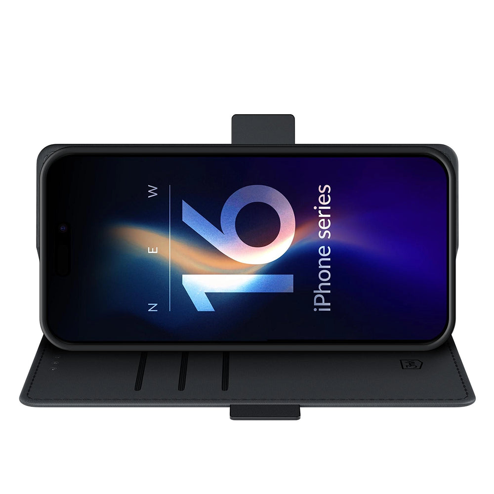 Husa de protectie 3mk Wallet compatibil cu iPhone 16, Negru