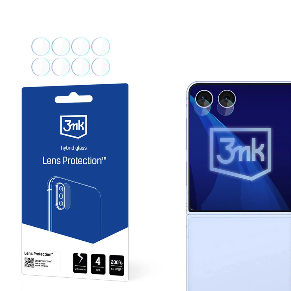 Folie de protectie 3mk Lens Protection (set de 4) compatibil cu Samsung Galaxy Z Flip7, Transparent