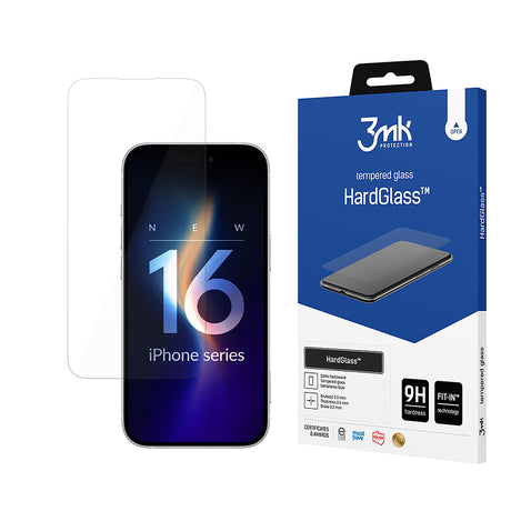Folie de protectie 3mk HardGlass Tempered compatibil cu iPhone 16 Pro, Transparent