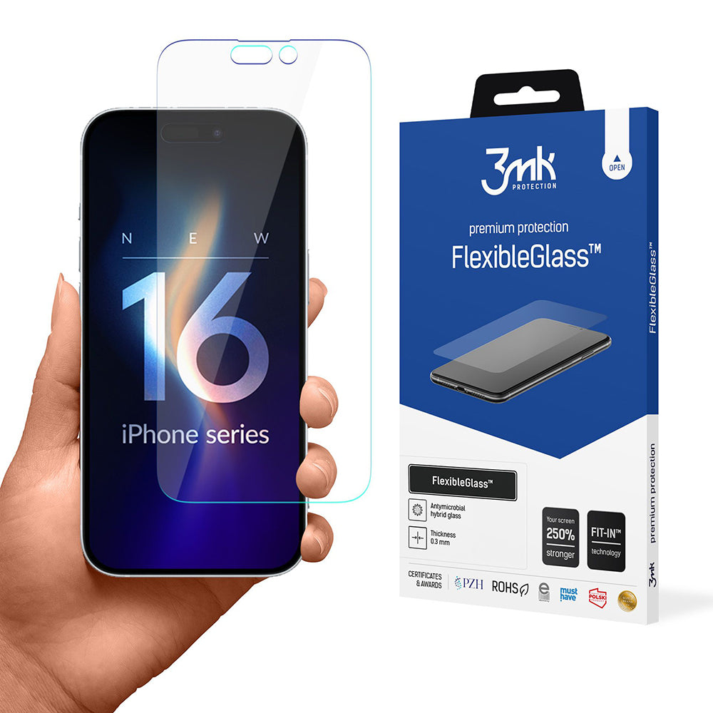 Folie de protectie 3mk FlexibleGlass compatibil cu iPhone 16 Pro, Transparent