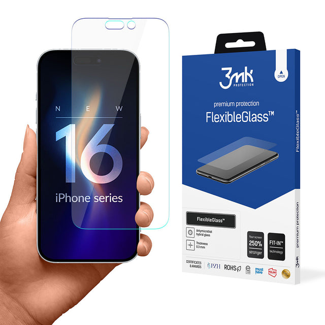 Folie de protectie 3mk FlexibleGlass compatibil cu iPhone 16 Pro, Transparent