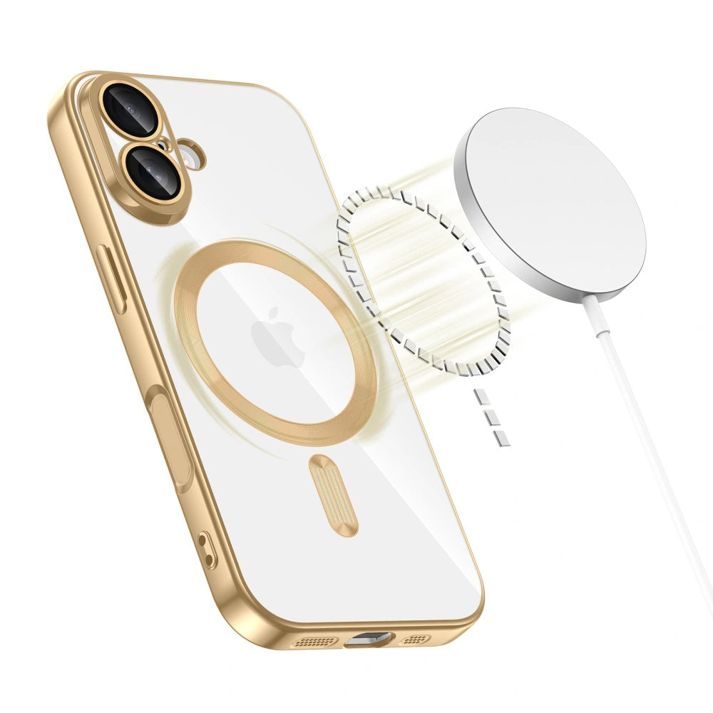 Husa de protectie Techsuit Luxury Crystal MagSafe compatibil cu iPhone 17, Auriu
