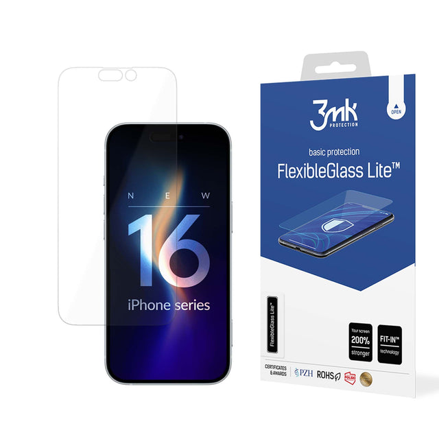 Folie de protectie 3mk FlexibleGlass Lite compatibil cu iPhone 16 Pro, Transparent