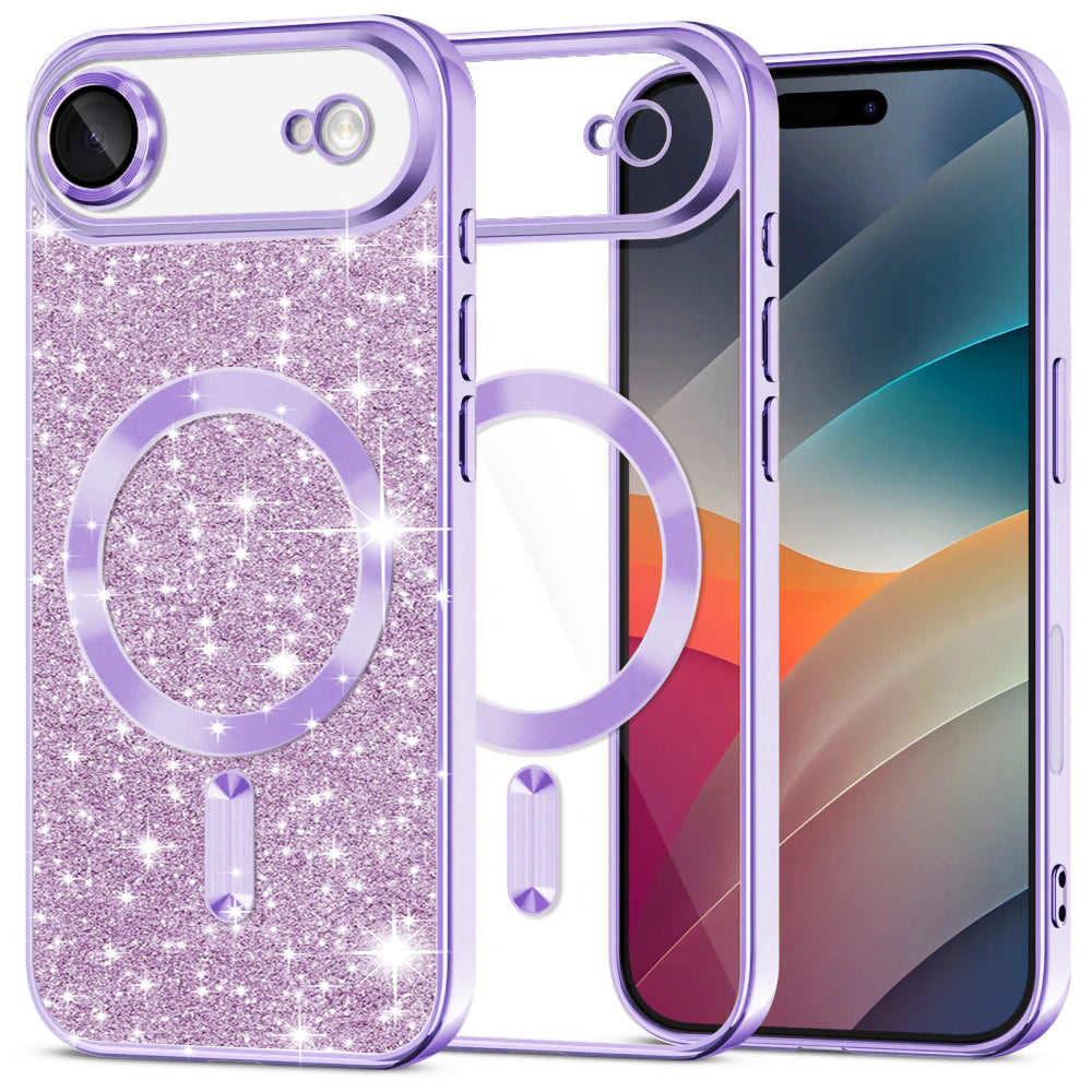 Husa de protectie Techsuit Luxury Glitter MagSafe compatibil cu iPhone 17 Air, Mov Deschis