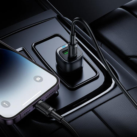 Incarcator Borofone Car Cloud (BZ34B), Type-C + USB-A, PD20W, QC3.0, Dual Port, 38W, ABS, Negru