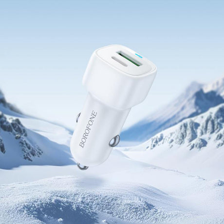Incarcator Borofone Car Cloud (BZ34B), Type-C, USB, PD20W, QC3.0, Dual Port, 38W, ABS, Alb
