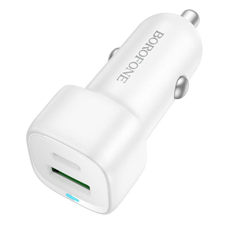 Incarcator Borofone Car Cloud (BZ34B), Type-C, USB, PD20W, QC3.0, Dual Port, 38W, ABS, Alb