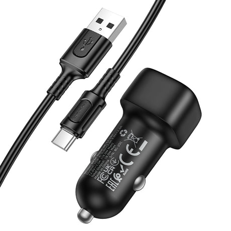 Incarcator Borofone Car Cloud (BZ34), USB-A/C Cable Included, Single Port USB-A, 18W (QC/FCP/AFC), ABS, for DC 12-24V, Negru