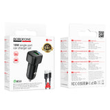 Incarcator Borofone Car Cloud (BZ34), USB-A/C Cable Included, Single Port USB-A, 18W (QC/FCP/AFC), ABS, for DC 12-24V, Negru