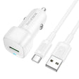 Incarcator Borofone Car Cloud (BZ34), USB-A/C Cable Included, Single Port USB-A, 18W (QC/FCP/AFC), ABS, for DC 12-24V, Alb