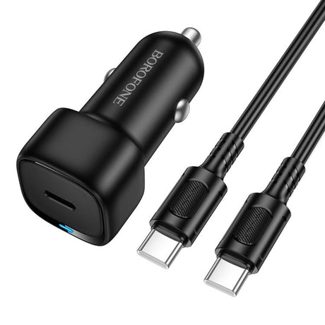 Incarcator Borofone Car Cloud (BZ34A), Type-C Cable Included, Single Port Type-C, PD20W, ABS, for DC 12-24V, Negru