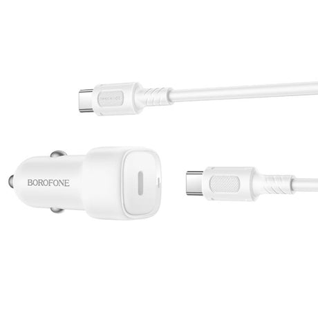 Incarcator Borofone Car Cloud (BZ34A), Type-C Cable Included, Single Port Type-C, PD20W, ABS, for DC 12-24V, Alb