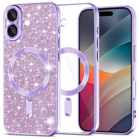 Husa de protectie Techsuit Luxury Glitter MagSafe compatibil cu iPhone 17, Mov Deschis