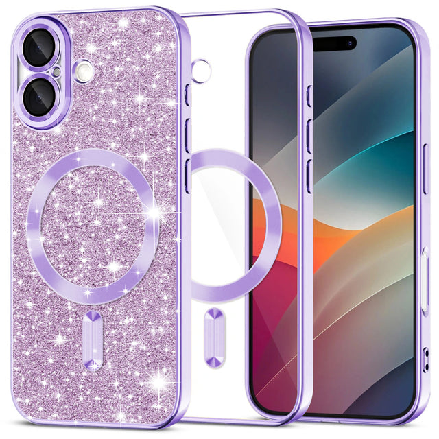 Husa de protectie Techsuit Luxury Glitter MagSafe compatibil cu iPhone 17, Mov Deschis