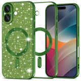 Husa de protectie Techsuit Luxury Glitter MagSafe compatibil cu iPhone 17, Deep Green