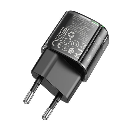Incarcator Borofone Sunlight (BN17), Dual Port, USB-C + USB-A, 5V/3A, PD20W, QC3.0, Transparent /Black