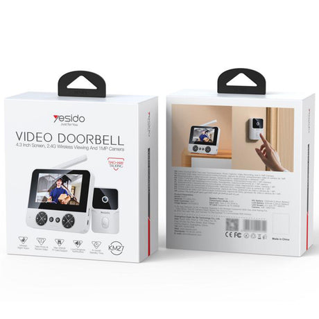 Yesido Wireless Video Intercom Doorbell KM27 sonerie video wireless, alb