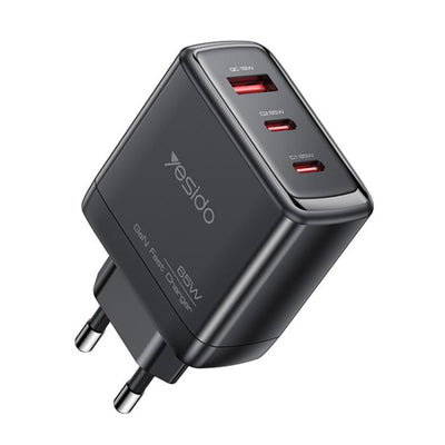 Incarcator Yesido (YC144), 2x USB-C / USB-A, 65W, GaN, Negru