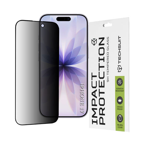 Folie de protectie Techsuit 111D Privacy Full Glue compatibil cu iPhone 17, Negru