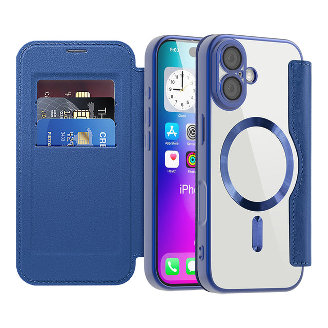 Husa de protectie Techsuit SmartMag Book compatibil cu iPhone 17, Albastru
